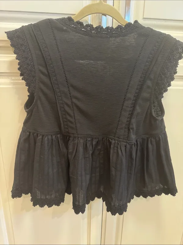 Black Crochet-Trim Peplum Tunic Top - Image 3