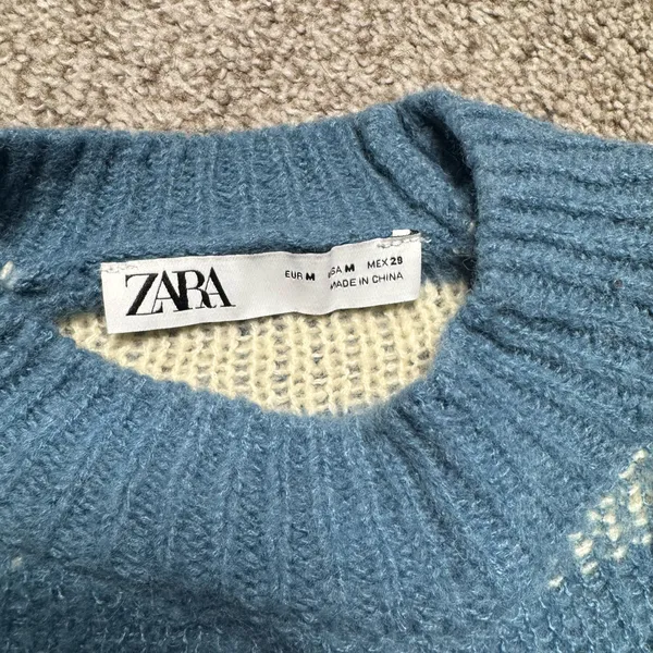 ZARA Women's Striped Cropped Crewneck Sweater - Image 2