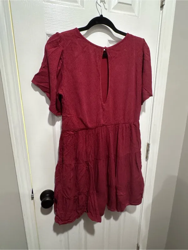 Abercrombie & Fitch Burgundy Tiered Babydoll Dress – Size Small - Image 5