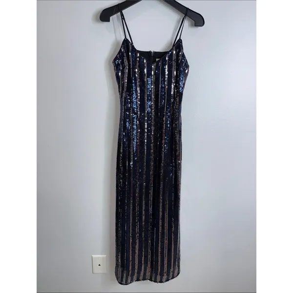Anthropologie Maeve sleeveless striped sequin midi dress size small - Image 3