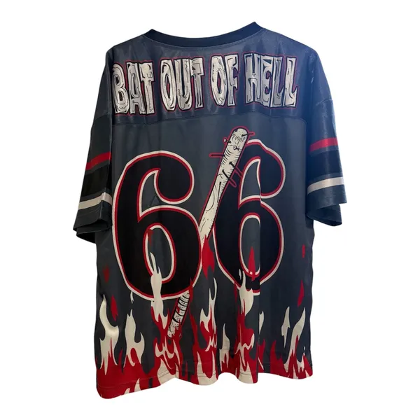 Reason Brand NYC Streetwear 66 Skull Bat Out Of Hell American Football Jersey - Image 2