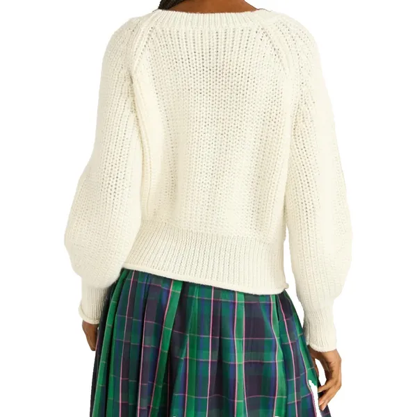 Free Assembly Womens Sweater Size S Cream 100 Shaker Knit Raglan Sleeve Pullover - Image 4