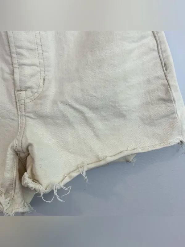 Madewell Ivory Raw Hem The Perfect Denim Jean High Wasited Frayed Shorts Size 25 - Image 5