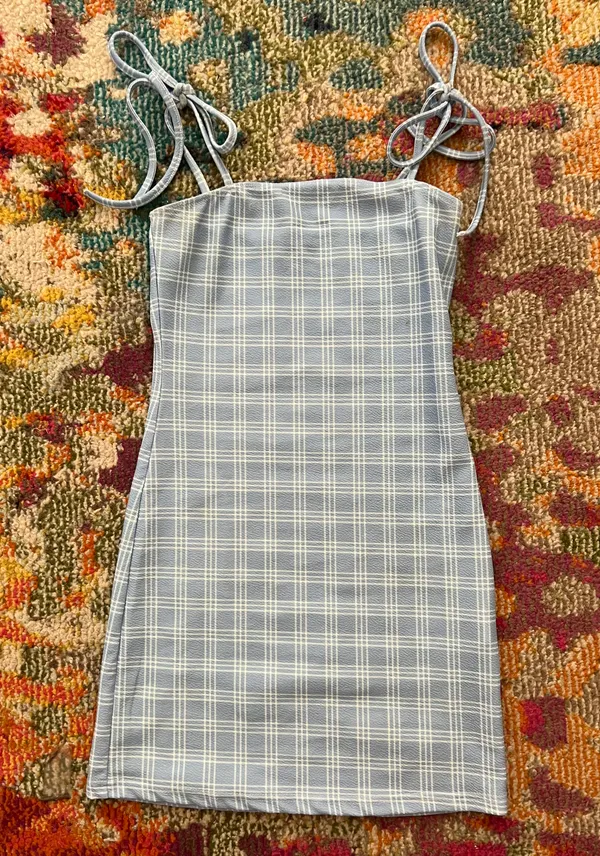 SheIn Blue Plaid Cami Dress - Image 6