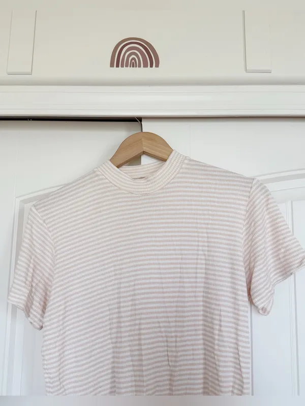 Albion Pink White Striped Short Sleeve Dress - Image 3