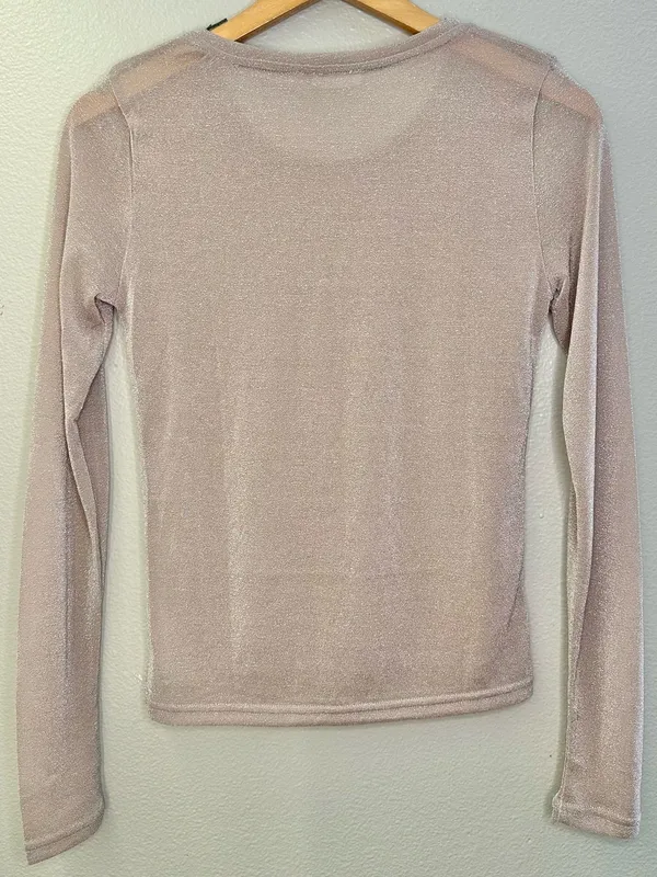 Free People Intimately Mesh So Well Layering Top Sheer Metallic Rose Gold - Image 4