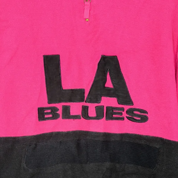 Vintage 90s LA Blues Pink Half Zip Pullover Shirt - Image 4