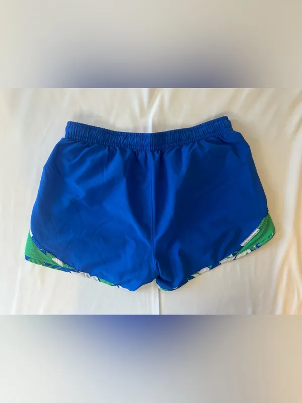 Under Armour Women’s Royal Blue Athletic Shorts with Green Accents - Image 3