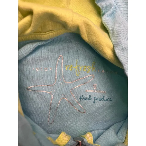 Fresh Produce Full Zip Hoodie Women Small Blue Cotton Blend Starfish‎ Activewear - Image 3