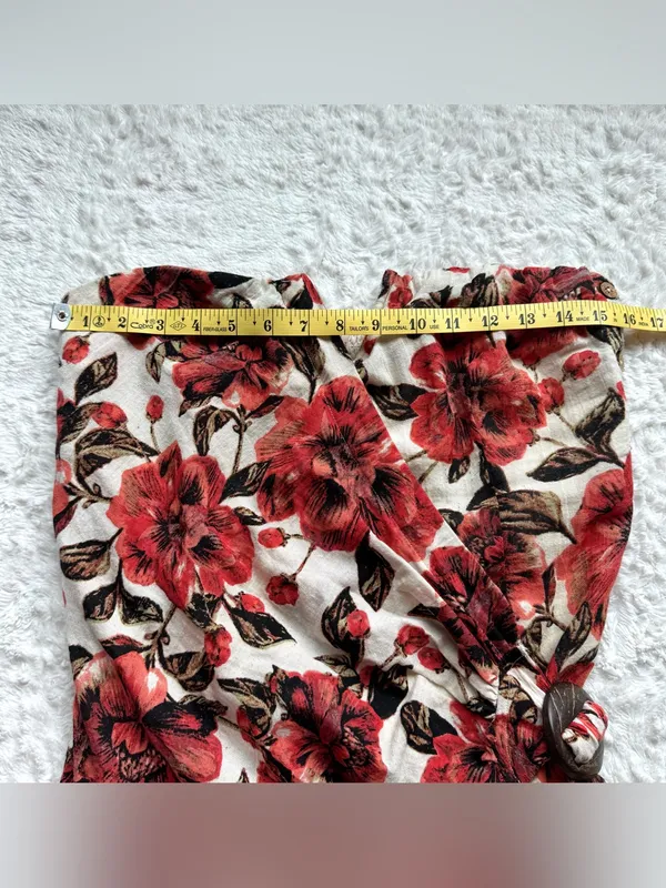 Free People Hot to Trot Mini Dress L Tube Floral Strapless Wrap Smocked Resort - Image 13