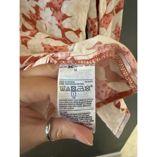 Old Navy Womens Floral‎ Peasant Blouse Terracotta Cream M Peasant Light Boho - Image 7