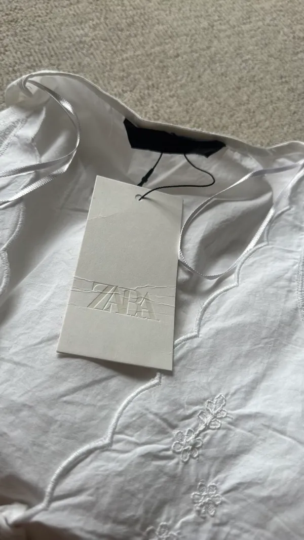 NEW Zara Embroidered Tie-Front Blouse - Image 3