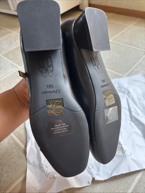 Classic Black Mary Jane Loafers with Low Block Heel - Image 8