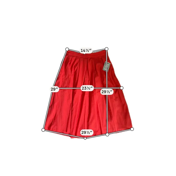 Coral Red Pleated Midi Skirt A Line Full Swing Retro Feminine Pockets L NWT - Image 5
