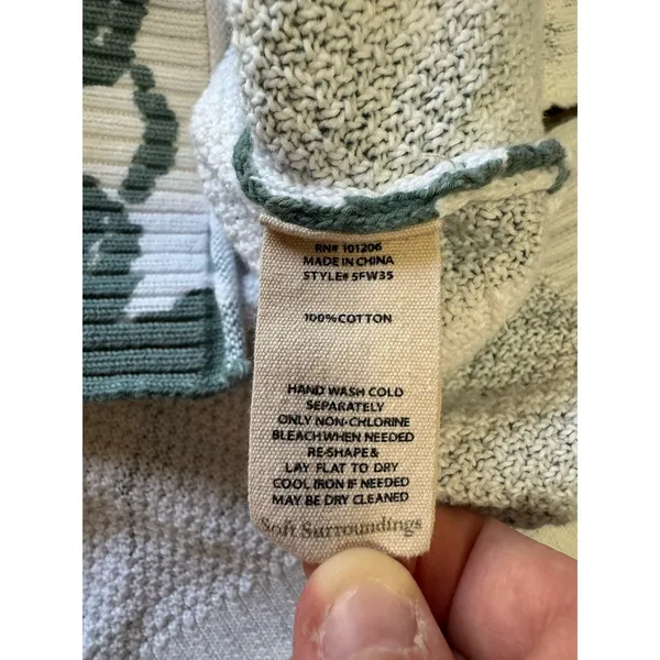 Soft Surroundings Marin Sweater Waffle-Knit Green Fern 100% Cotton Size 2X‎ - Image 8
