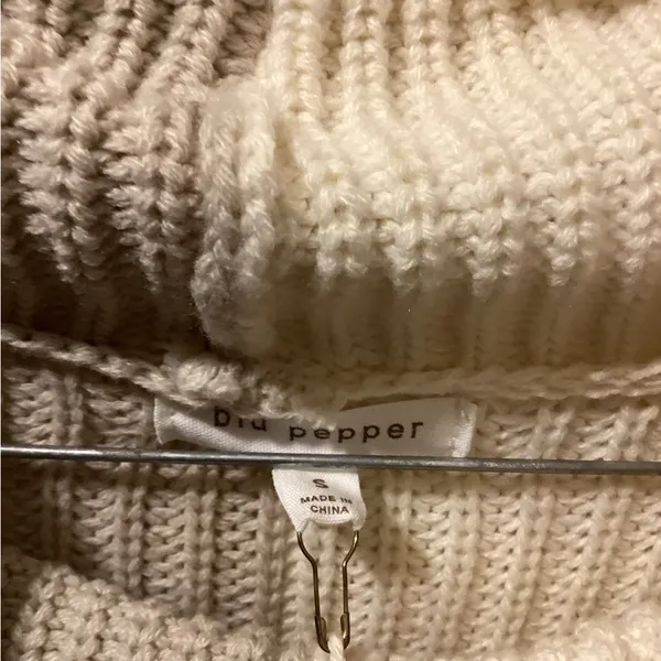 Blu Pepper Cream and Tan Cowl Neck Sweater - Image 2