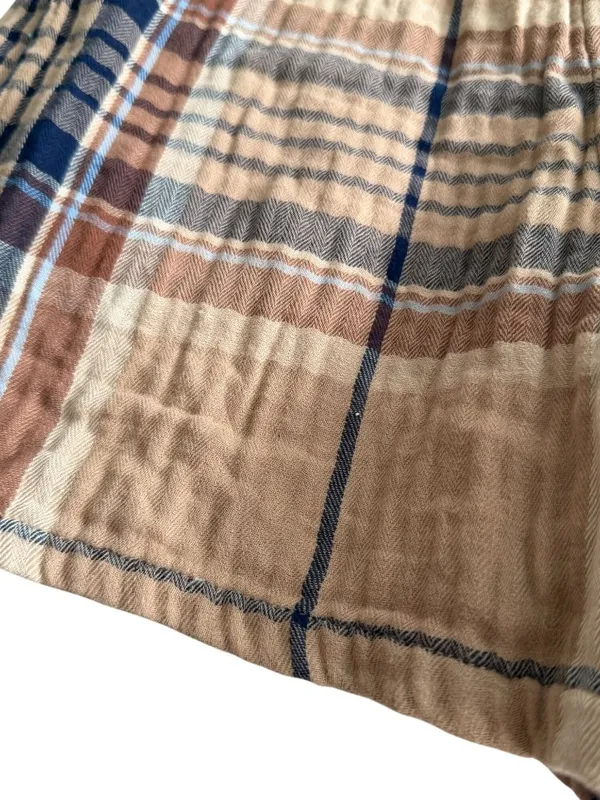 AERIE Brown Plaid High Waist Shorts Size XS - Image 2