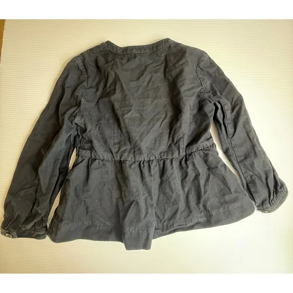 Banana Republic Womens‎ Small Black Peplum Top linen Cotton Button Front - Image 7