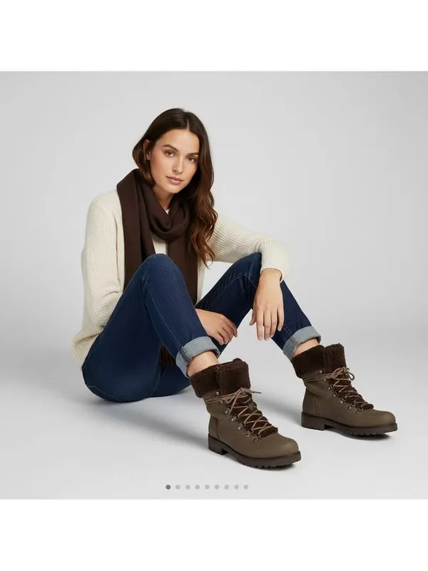 UGG Fraser Exposed Fur Stout Water-resistant Leather Combat Boots Size 7.5 Women - Image 3