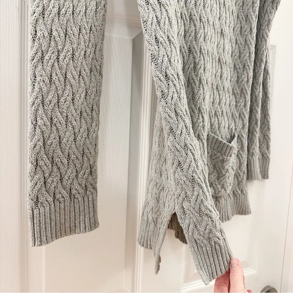 Jeanne Pierre Cable Knit Fisherman Tunic Sweater Gray - Image 5