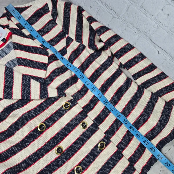 Cabi 5094 Cruise Striped Blazer Jacket 6‎ Navy Cream Red Gold Buttons - Image 9