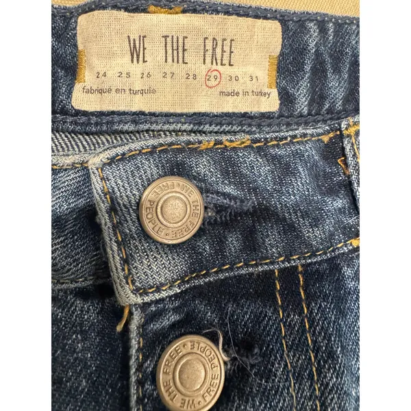 We The Free by Free People Distressed Denim Mini Skirt Size 29 Button Front - Image 4