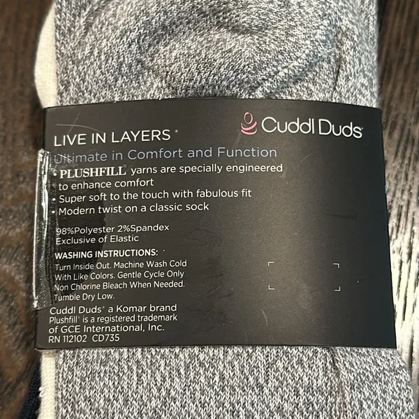 Cuddl Duds Plushfill Crew Socks NEW Navy Marled Gray Cream Warm Cozy Size 4-10 - Image 9