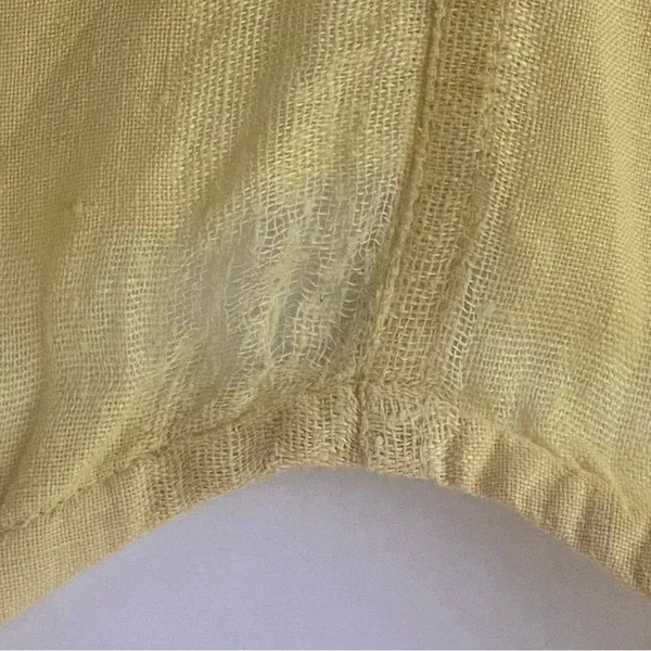 FLAX 100% Linen Yellow Woven Windowpane Check Tank Top Lagenlook Medium FLAW - Image 10