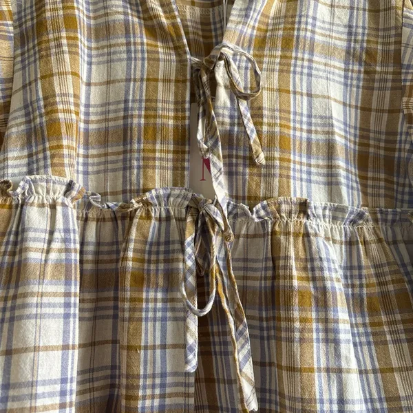 So Me Plaid Blouse in Brown and Cream - Image 6