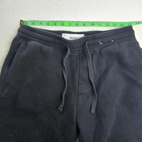 Hollister -1411 Black High Rise Wide Leg Cropped Fleece Barrel Sweatpants‎ S - Image 5