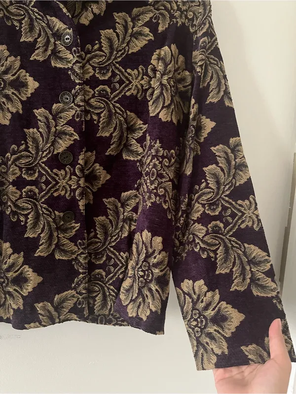 Vintage Studio Works Purple Gold Floral Baroque Blazer Medium Renaissance - Image 4