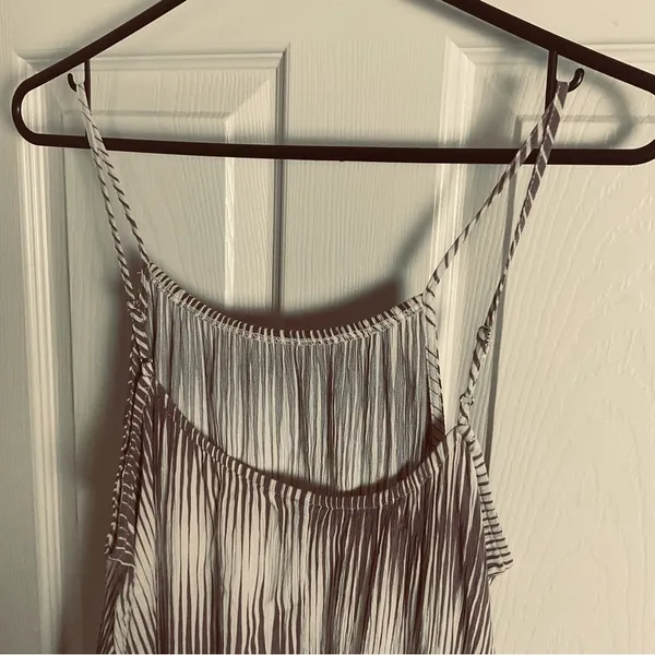 A New Day Brown & Cream Striped Maxi Dress | Boho Ikat Print Sleeveless L/XL - Image 5