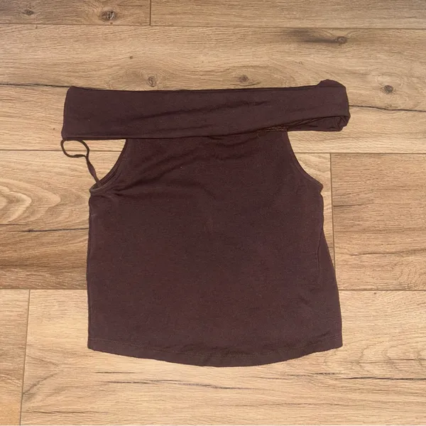 Aerie Chill Up Off The Shoulder Top in Brown - Image 2
