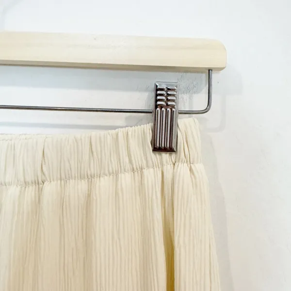 Commense Pants Size M Cream Pleated High Rise Pull On Elastic Waist Flow Classic - Image 6