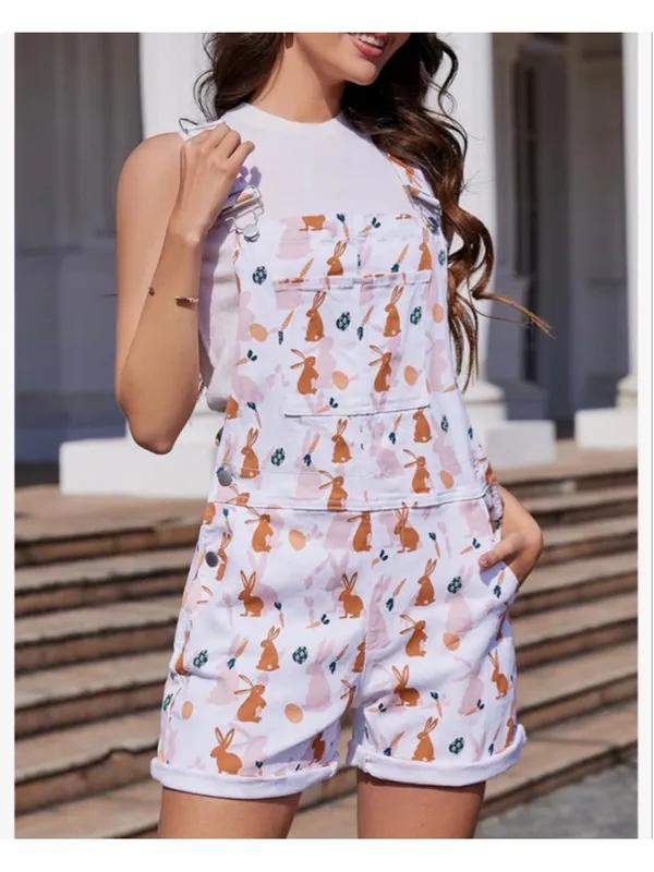 NEW Bunny Cute Festival Bib Overalls Adjustable Coveralls XL - Image 7