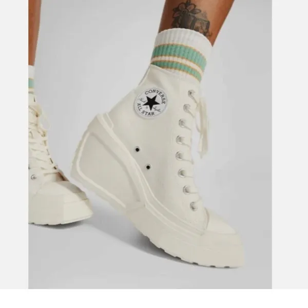 NEW Converse Chuck 70 De Luxe Wedge Platform Heel Boots White A06479C 7.5 - Image 8