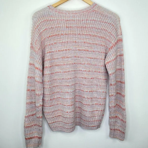 Lucky Brand Sweater Pink Striped Marled Crewneck Knit Chunky Women Medium‎ NWT - Image 5