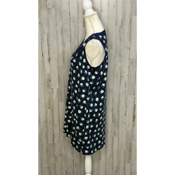 Draper James x Lands' End‎ Blue Floral Shift Dress Petites Size Medium - Image 3