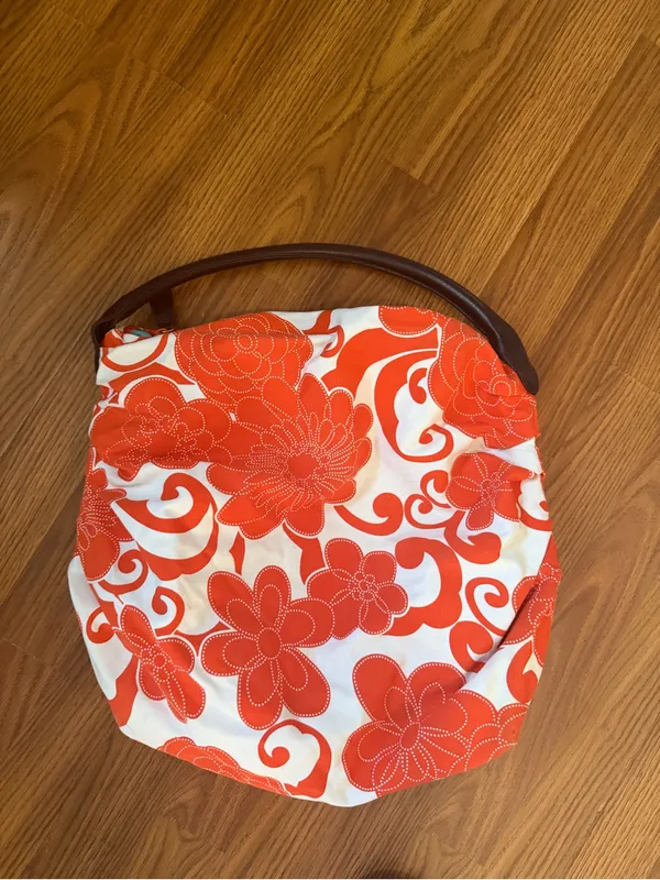 Saks Fifth Avenue slouchy hobo shoulder bag floral resort tropical - Image 2