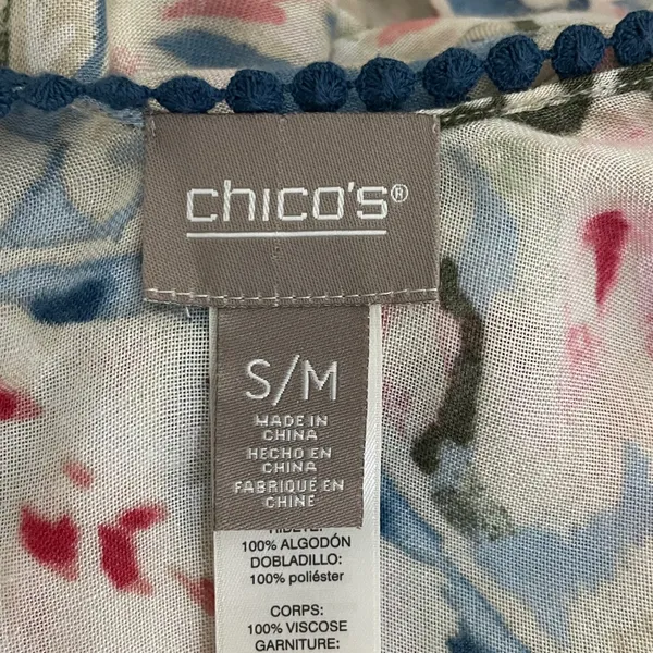 Chicos Floral crochet tassel loose cardigan shawl lightweight colorful S/M - Image 5