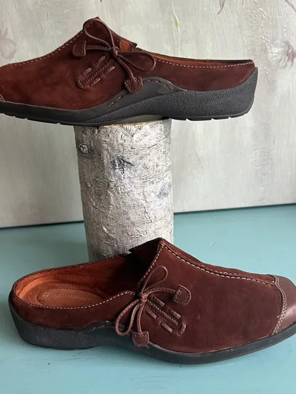 Naturalizer "Detail" Brown Suede Slide On Mule Flats Comfort Mules Size 7 - Image 11