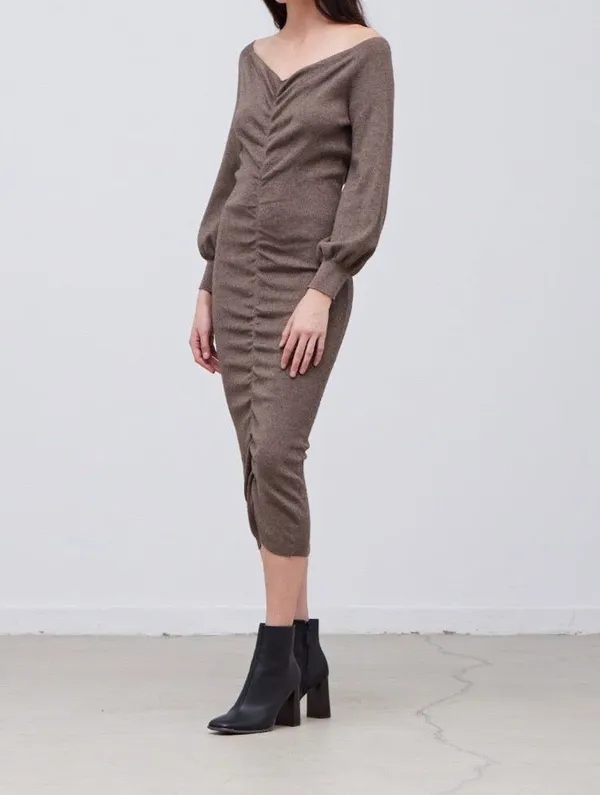Grade & Gather Shirred Sweater Midi Dress - Image 3