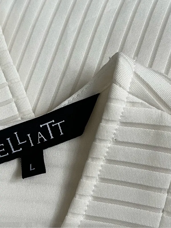 ELLIATT ivory white Sunset Ponte Fit & Flare Mini Dress L - Image 8