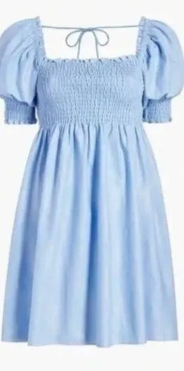 NWT Hill House Home The Athena Nap Dress in light blue glitter check - Image 2