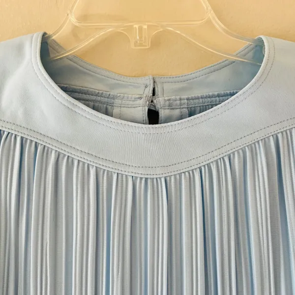 VTG‎ 1970 Sz 12 Dress Ruffled Multi Tiered Accordion Pleated Short Sleeve - Image 2