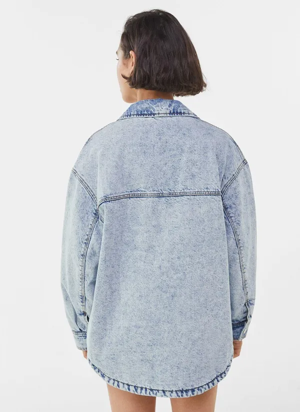 Bershka nwt padded vintage denim oversize jacket - Image 2