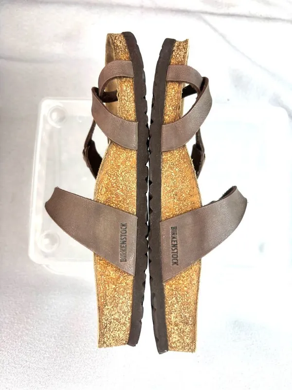 Birkenstock 9 40 Bohemian Brown Leather Cross-Strap Sandals - Image 7