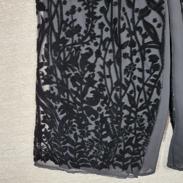 VTG Ronni Nicole Velvet Burnout Wide Leg Pants M Black Sheer Holiday Party - Image 10
