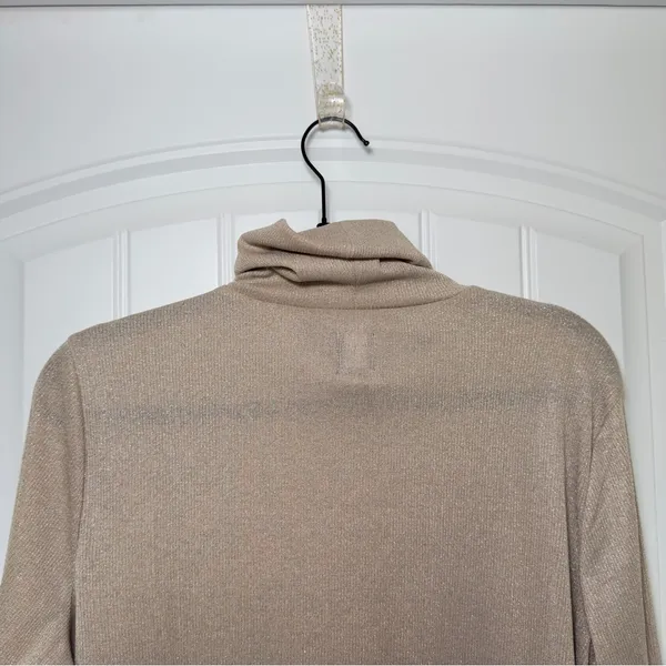 Gap XL Ribbed Metallic Beige‎ Shimmer Turtleneck Quiet Luxury 90s Minimalist - Image 4