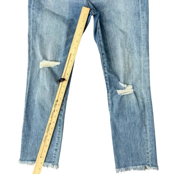 Madewell Blue Distressed Raw Hem Light Wash Stretch Perfect Vintage Jeans sz 26 - Image 9